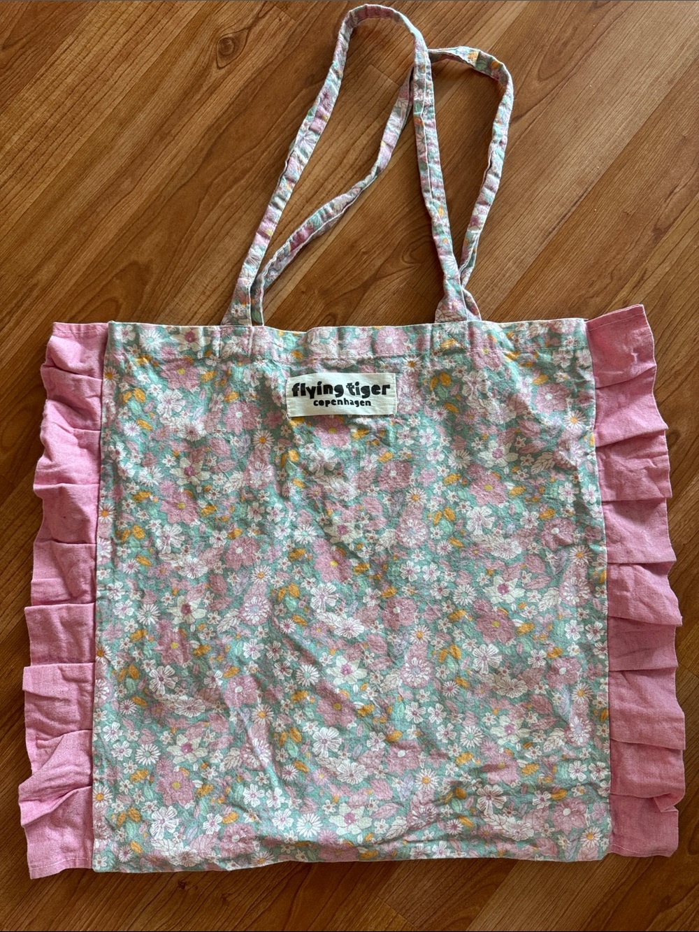 Pink Floral Ruffle Tote